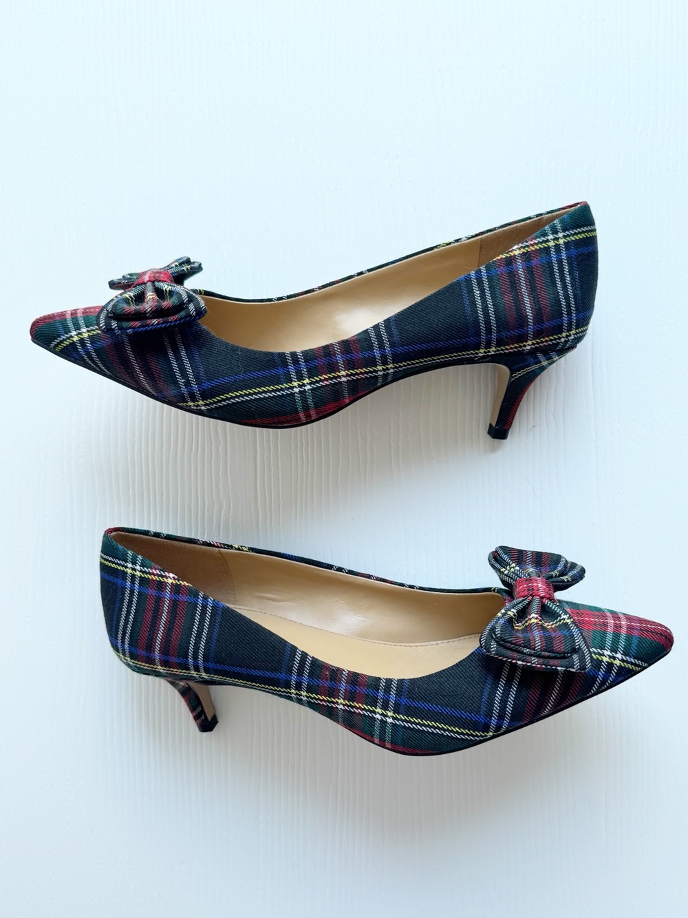 J.Crew Factory Esme Tartan Plaid Bow Kitten Heel Pumps Size 8 - Picture 4 of 12
